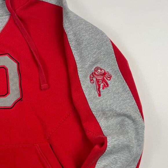Vintage Ohio State Buckeyes Red Gray Football Hoodie Sweatshirt Fits like Large - Picture 3 of 9